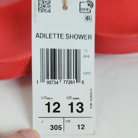 Adidas Red and White Slide Sandals - Picture 6 of 7